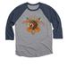 Established 1927, a Vintage Navy and Premium Heather 3/4 Sleeve Baseball Tee