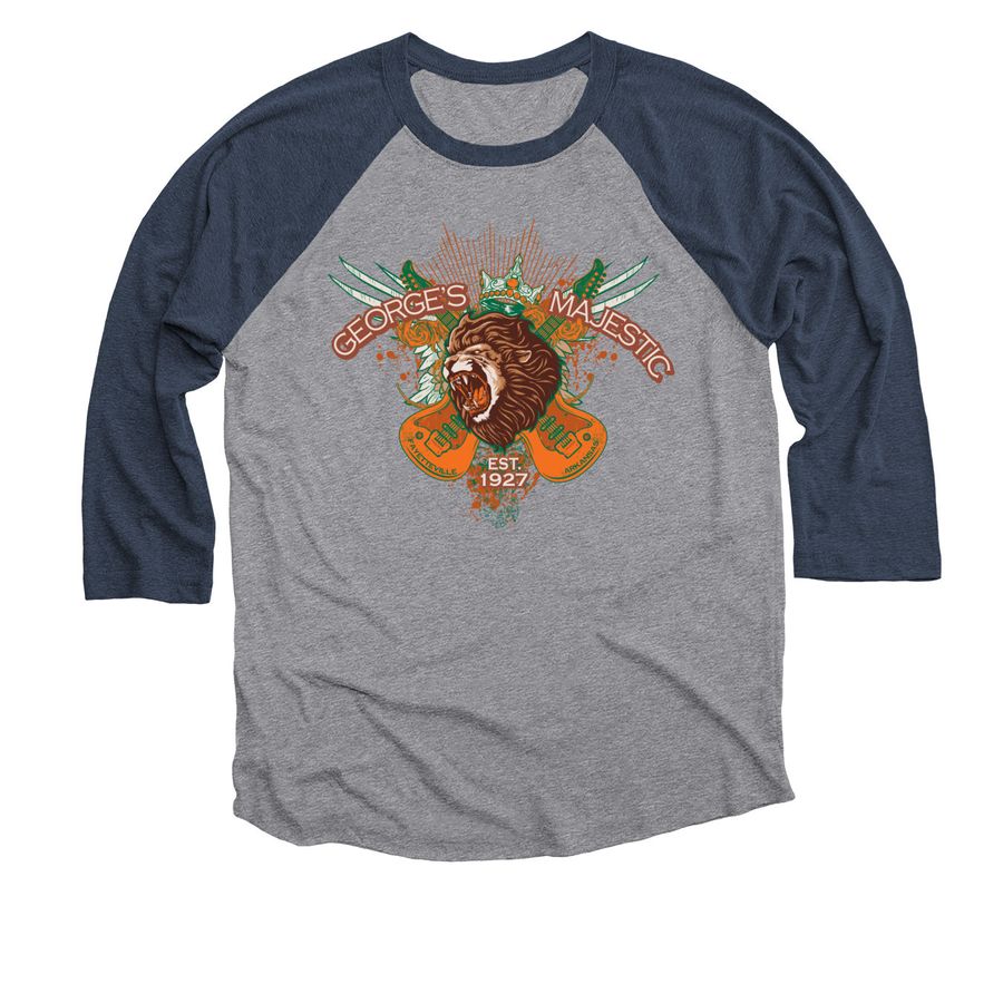 Established 1927, a Vintage Navy and Premium Heather 3/4 Sleeve Baseball Tee