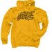 The Smiley Script, a Gold Pullover Hoodie