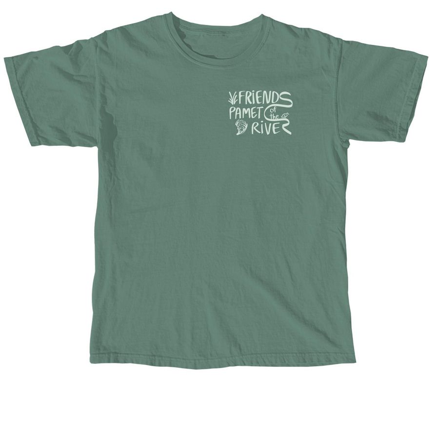 The Friends of the Pamet River T-Shirt, a Light Green Comfort Colors Unisex Tee