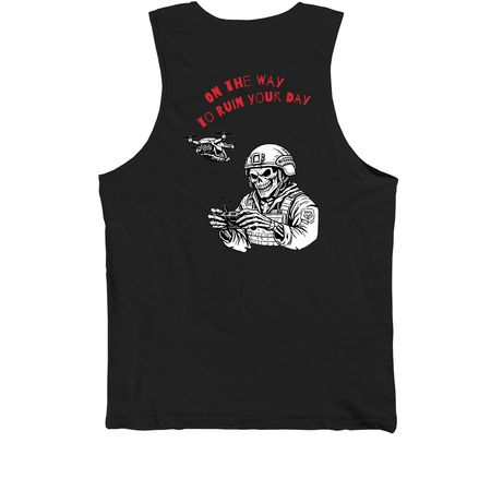 Skeleton graphic tee, a Black Premium Cotton Tank (back-view)