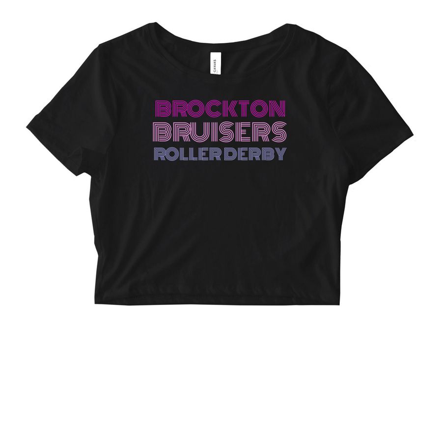 Purple Lettering Retro, a Black Women's Fitted Cropped Tee
