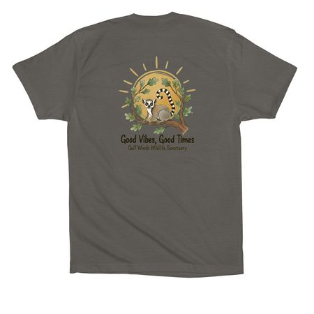 Good Vides - Lemur, a Asphalt Premium Cotton Tee (back-view)