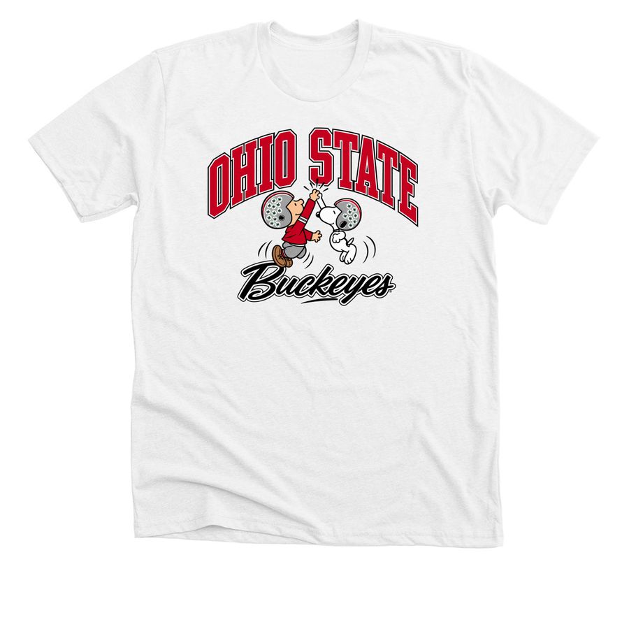 Peanuts x Ohio State Football shirt, a Solid White Blend Premium Unisex Tee