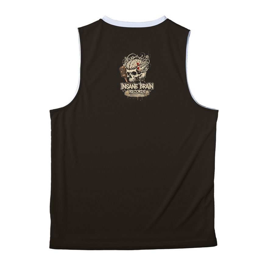 Insane Brain Jersey&nbsp;, a Black/ White Reversible Basketball Jersey (back-view)