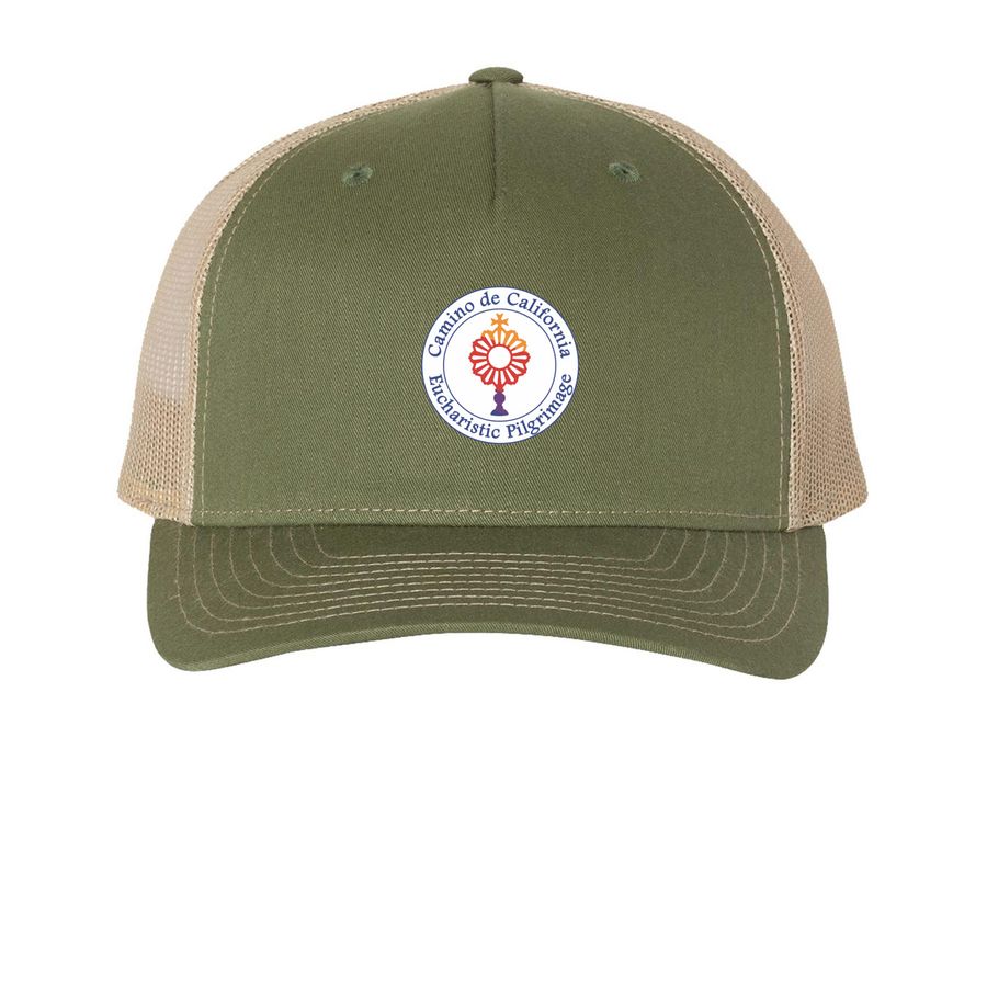 Hats, a Army Olive Green/ Tan Printed Five-Panel Trucker Cap