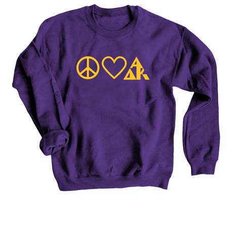 Peace Love ADK, a Purple Crewneck Sweatshirt