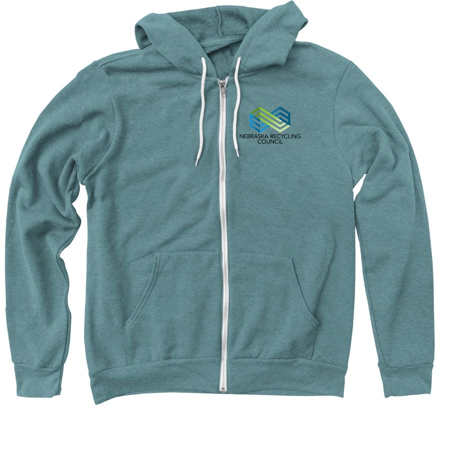 Nebraska Recycling Council Zip-Up Hoodie, a Heather Deep Teal Zip Up Hoodie