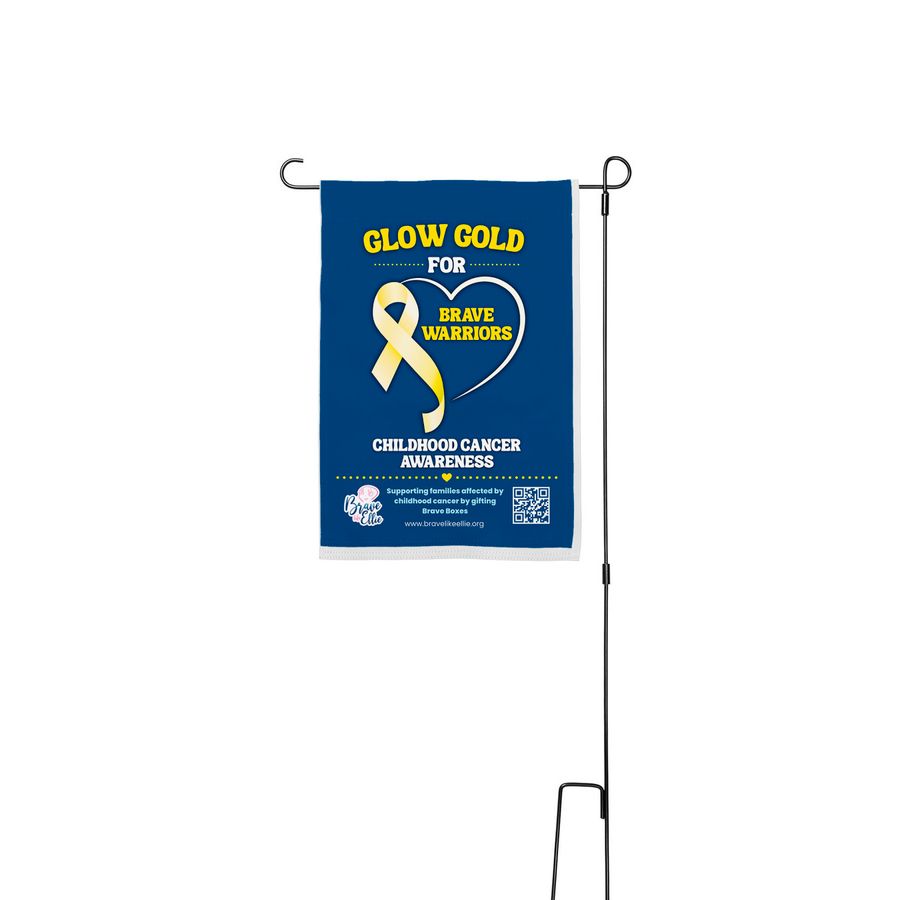 Brave like Ellie Glow Gold Yard Sign, a White 12" x 18" Yard Flag with Stake