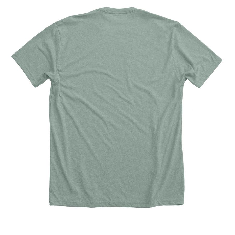 Chosen + Loved, a Heather Sage Premium Unisex Tee (back-view)