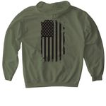 C Co Unit Emblem, a Military Green Gildan Softstyle Pullover Hoodie (back-view)