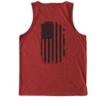 C Co Unit Emblem, a Rise Up Red Allmade Eco Triblend Tank (back-view)