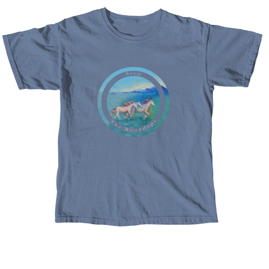 Stop The Roundups ~ design on front, a Blue Jean Comfort Colors Unisex Tee