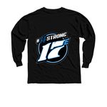 Supporting Justin through his cancer journey, a Black Youth Long Sleeve Tee (back-view)