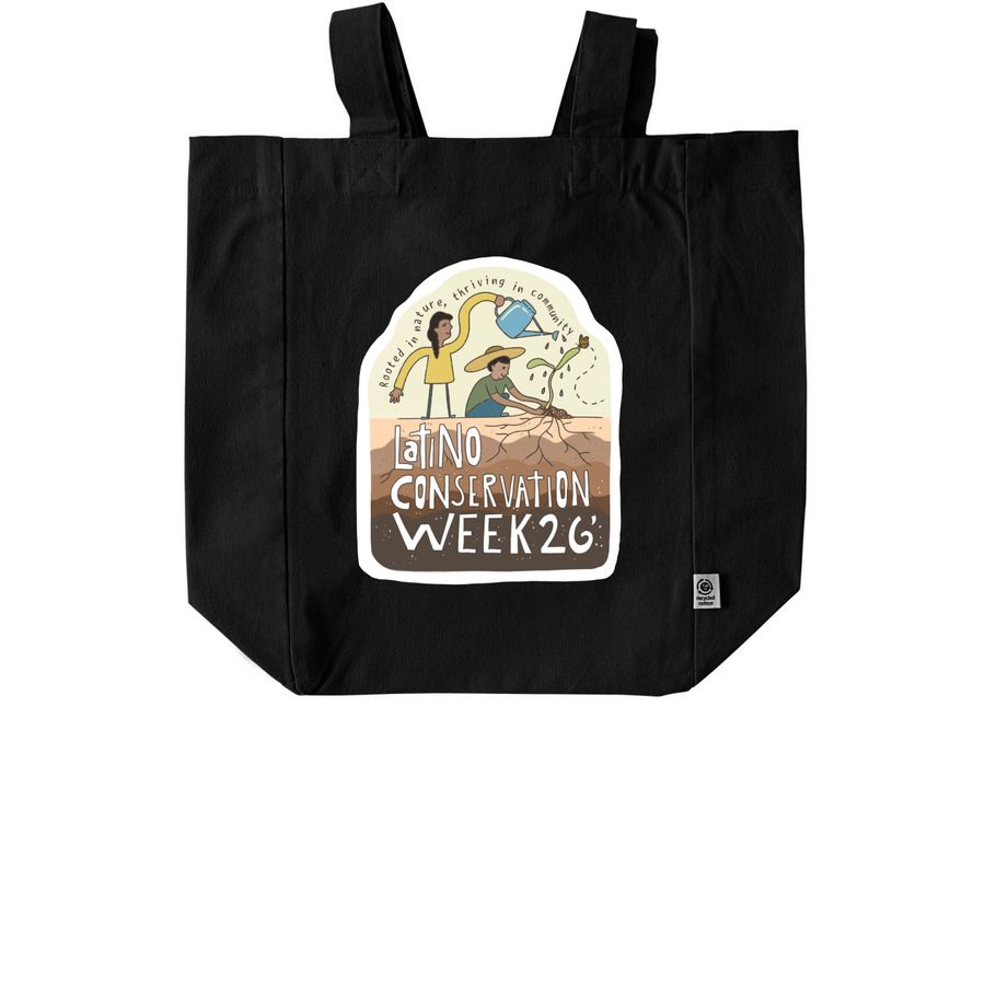 Latino Conservation Week '26 Tote, a Black Recycled Cotton Tote Bag