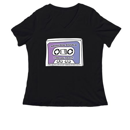 Dawnland Signals 2.0, a Black Women's Relaxed V-Neck Tee