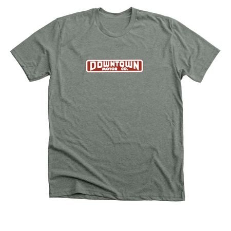 Vintage DOWNTOWN MOTOR CO logo, a Deep Heather Premium Unisex Tee