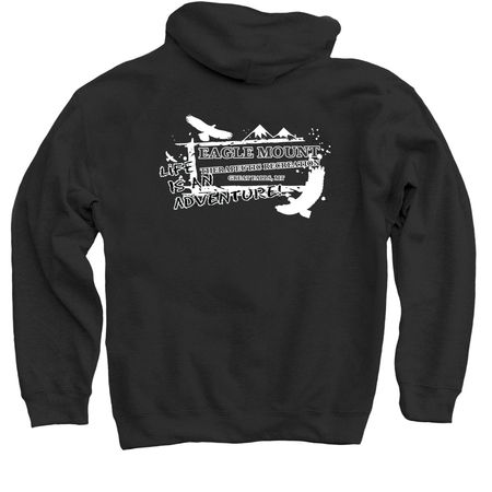 EMGF, a Black Pullover Hoodie (back-view)