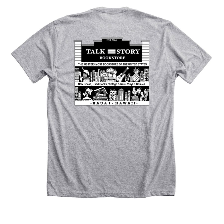 Talk Story Bookstore Back T, a Athletic Heather Premium Unisex Tee (back-view)