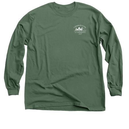 Zero Shucks Checklist, a Military Green Classic Long Sleeve Tee (back-view)