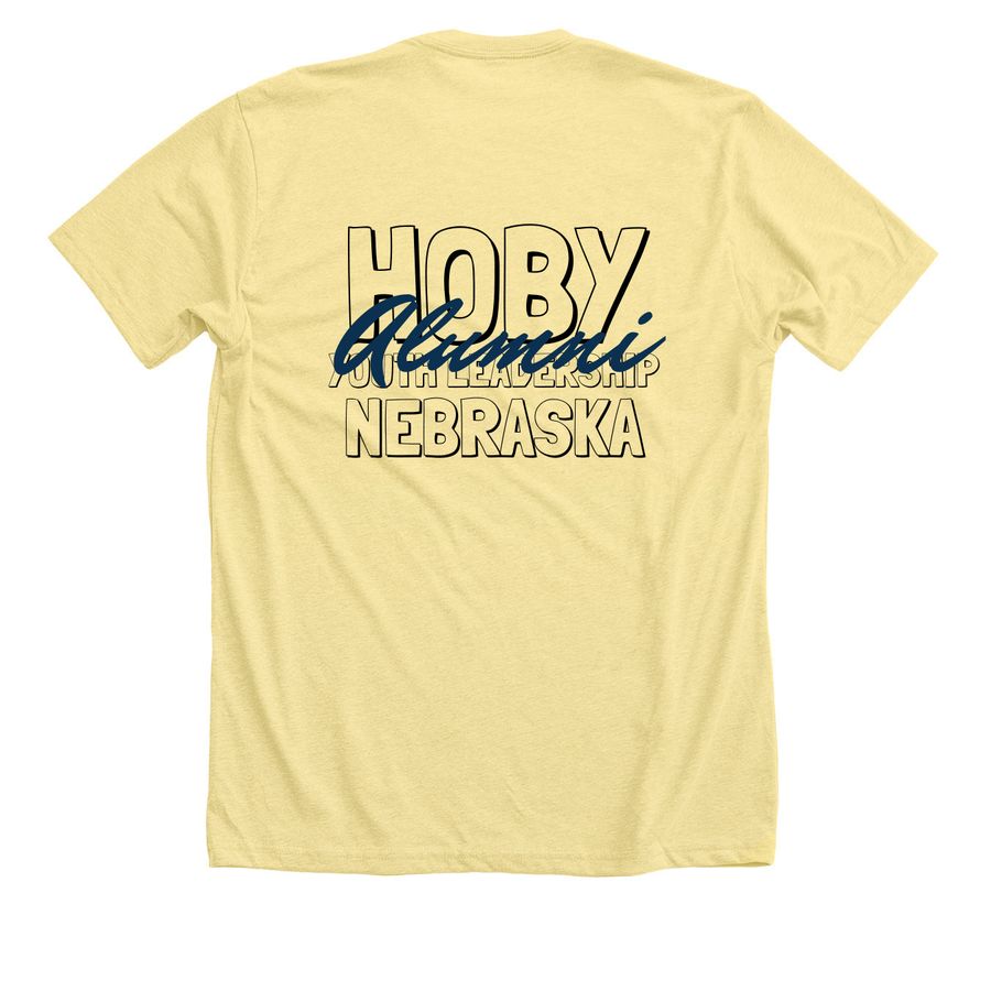 HOBY NE - Alumni, a Heather Yellow Gold Premium Unisex Tee (back-view)