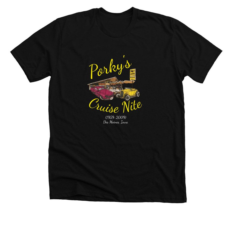 Porky's Cruise Nite (1959-2009) Des Moines, I, a Solid Black Blend Premium Unisex Tee