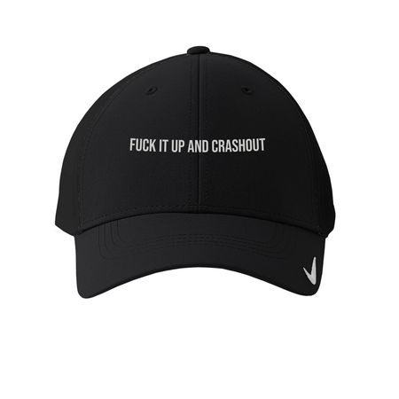 FUCK IT UP AND CRASH OUT BASEBALL HAT, a Black Printed Nike Dri-FIT Legacy Performance Cap