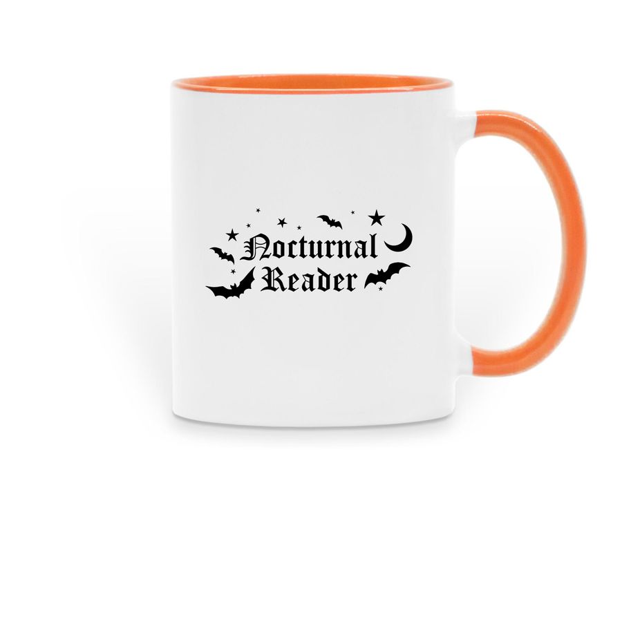 Nocturnal Reader, a Orange Two-Tone Ceramic Mug