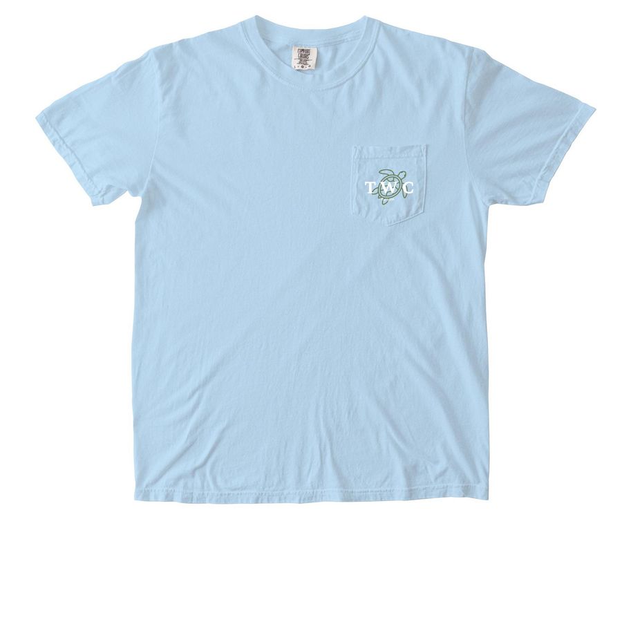 Turtle Club- Pocket, a Chambray Comfort Colors Pocket Tee