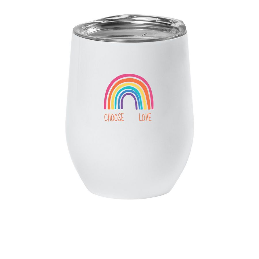 Choose Love Wine Tumbler, a White Insulated Wine Cup