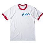 LULU?S, a White/ Red Cotton Ringer Tee (back-view)