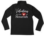 Volunteers are the Heart of Nourish (Dark), a Black Youth Performance Quarter Zip Pullover (back-view)