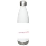 Stainless Bottle with pink Everywhere on back, a White Stainless Steel Water Bottle (back-view)