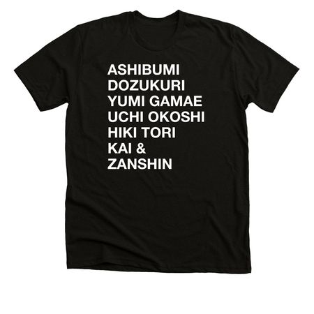 NYBA KYUDO-SHICHIDO: THE SEVEN COORDINATIONS, a Black Heather Premium Unisex Tee
