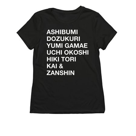 NYBA KYUDO-SHICHIDO: THE SEVEN COORDINATIONS, a Deep Black Allmade Eco Triblend Women?s Tee