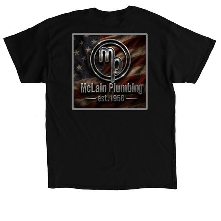 McLain Plumbing-Old Glory, a Black Classic Unisex Tee (back-view)