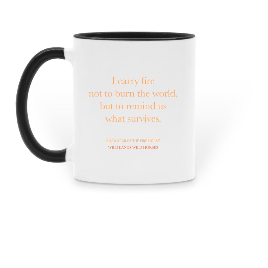 2026: Year of the Fire Horse Mug, a Black Two-Tone Ceramic Mug (back-view)