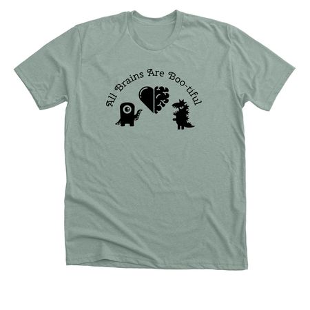Boo-tiful Brains, a Heather Sage Premium Unisex Tee