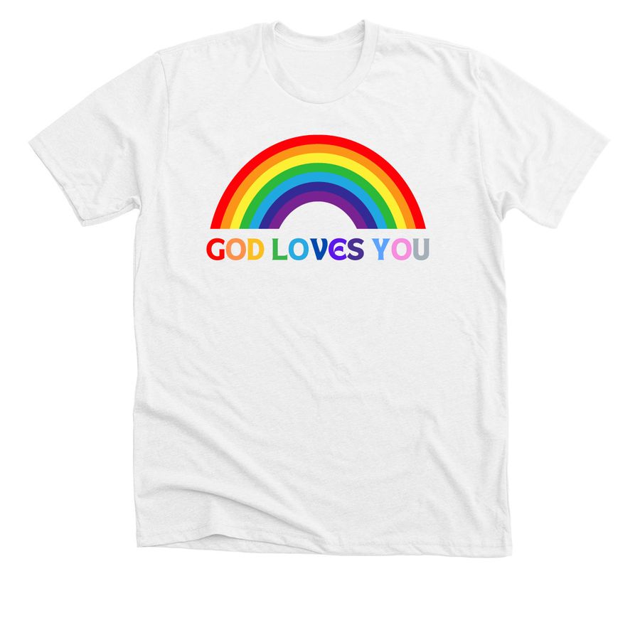 God Loves You Tee (light colors), a Solid White Blend Premium Unisex Tee