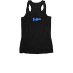Petty Wagon, a Black Women's Racerback (back-view)