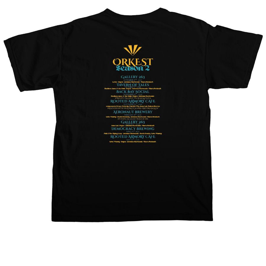Orkest Season 2 T-Shirts, a Black Comfort Colors Unisex Tee (back-view)
