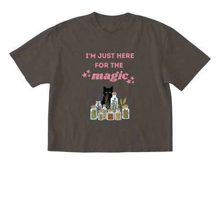 Just here for the magic, a Pepper Comfort Colors Boxy Tee