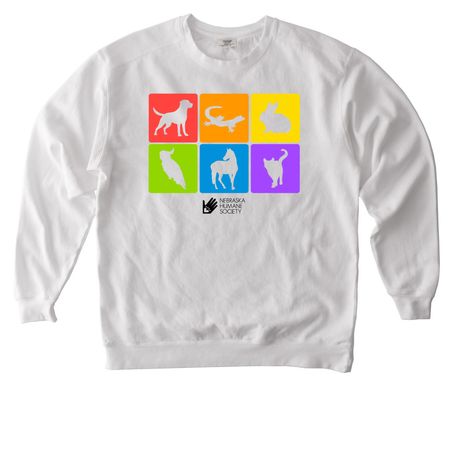 NHS Pride, a White Comfort Colors Crewneck Sweatshirt