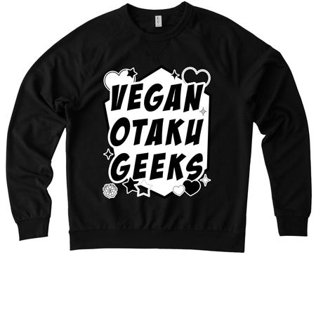 Vegan Otaku Geeks - Sweatshirt, a Deep Black Allmade Organic French Terry Crewneck Sweatshirt