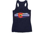 The 3 day Pioneer, a Navy Women's Racerback (back-view)