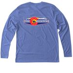 The 3 day Pioneer, a Vintage Royal Triblend Long Sleeve Tee (back-view)