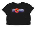 The 3 day Pioneer, a Black Women?s Flowy Cropped Tee (back-view)