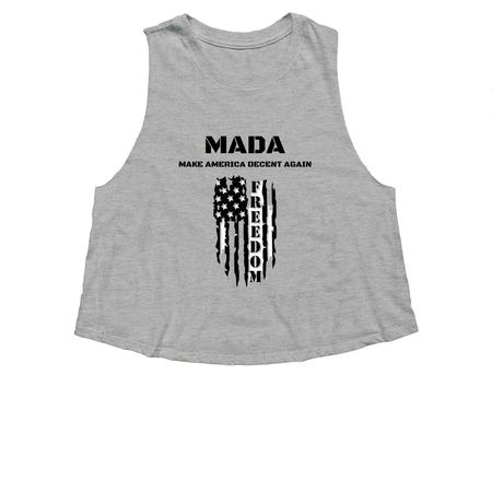 MADA - Make America Decent Again, a Athletic Heather Women's Cropped Racerback Tank