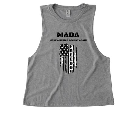 MADA - Make America Decent Again, a Aluminum Grey Allmade Eco Triblend Women?s Muscle Tank