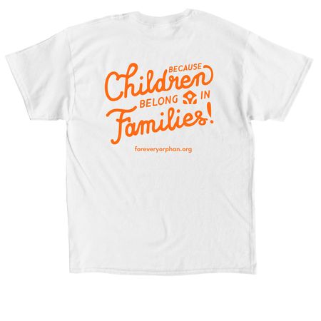 For Every Orphan - Orange Text, a White Classic Unisex Tee